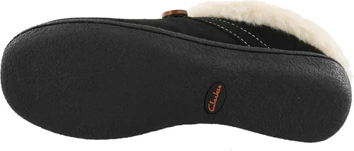Vista 5 de Clarks Womens Suede Leather Clog Slipper JMS0411B - Warm Plush Faux Fur Lining - Indoor Outdoor House Slippers For Women