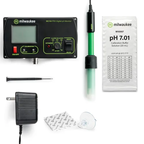 Vista 5 de Milwaukee Monitor de pH MC110 con kit de montaje, pH 0.0 a 14.0, precisión de pH +/-0.2, punto de ajuste de pH de 3.5 a 7.5