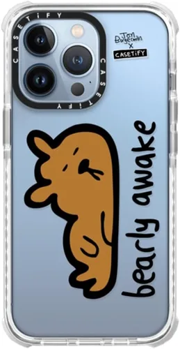 Vista 7 de CASETiFY Funda Ultra Impact para iPhone 13 Pro - Bearly Awake - Clear Frost
