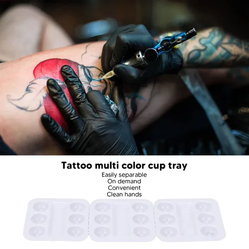 Vista 3 de Soporte de tinta, 30 unidades, bandeja de vaso de tinta desechable, bandejas de pigmento de tinta de plástico, soporte para tinta de cejas, vasos