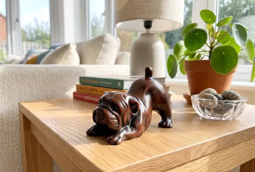 Vista 7 de Figura de bulldog inglés – Escultura de mejor amigo de Mans – Bonita estatua de perro de resina – Pisapapeles para decoración del hogar de oficina