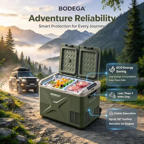 Vista 6 de BODEGACOOLER Refrigerador de Coche de 12 Voltios, Refrigerador de Coche de 34 Cuartos de Galón (32L) de Doble Zona, Congelador Portátil de 12V