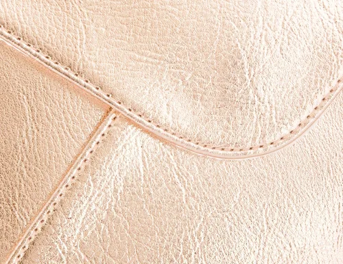 Vista 4 de Bolsa de embrague extra pequeña, 6.3 x 5.1in, color dorado rosa metálico para cosméticos, maquillaje, teléfono móvil y cartera, hecha de piel vegana