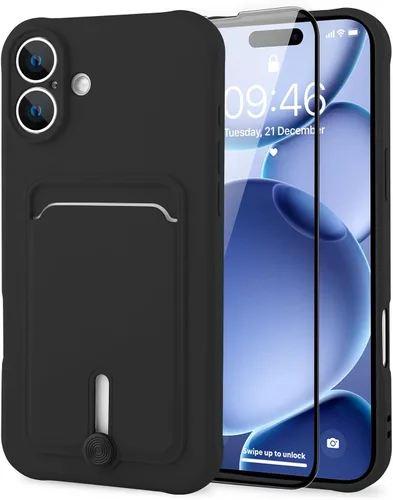 Vista 70 de MZELQ Cartera de TPU Compatible con Funda iPhone 12, Portarjetas Protección de Cámara Cubierta + Protector de Pantalla, Ranura Empujable para Niñas
