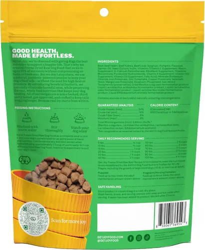 Vista 6 de Get Joy Alimento liofilizado para perros Receta de carne de res con superalimentos para la salud intestinal y la digestión Comida o adorno