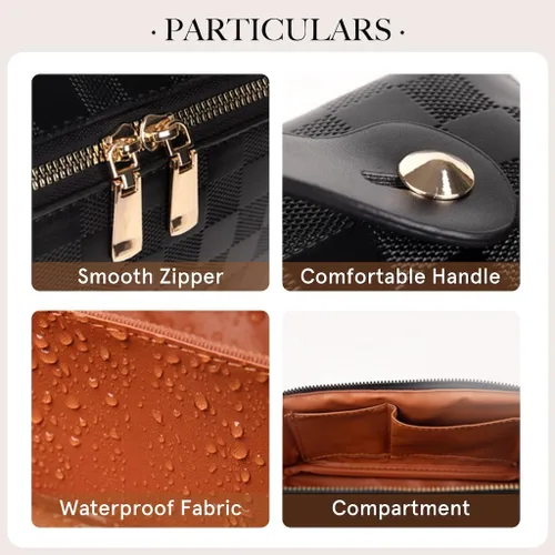 Vista 6 de Bolsas de maquillaje a cuadros de gran capacidad, bolsas de cosméticos portátiles de viaje, bolsa de aseo abierta y plana para mujeres y niñas
