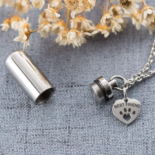 Vista 6 de TTVOVO Collar de urna de cremación para mascotas, para cenizas, recuerdo conmemorativo, soporte para cenizas, medallón de urna para mejor amigo