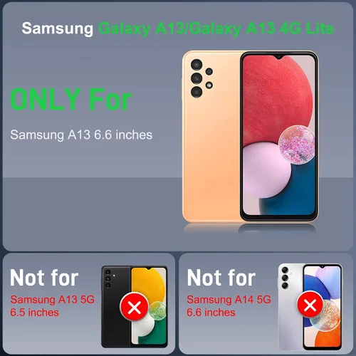 Vista 3 de Funda para Galaxy A13-4G, Samsung Galaxy A13 4G con protector de pantalla HD, resistente a prueba de golpes con soporte de rotación de 360°