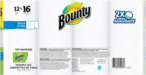 Vista 2 de Bounty Select-a-Size - Toallas de papel, color blanco, 12 rollos (paquete de 1)