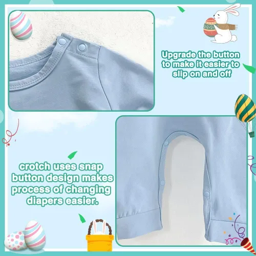Vista 5 de AIKSIWAI Trajes de Pascua para bebés y niñas con gorro de conejo