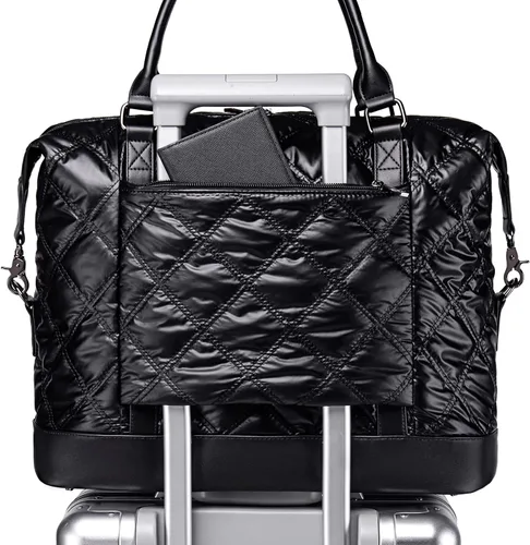 Vista 9 de LEDAOU Bolsa de viaje de fin de semana para mujer y mujer, bolsa de lona con funda de equipaje