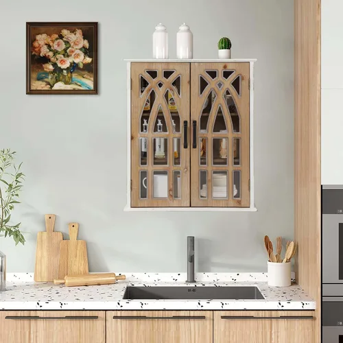 Vista 4 de Armario decorativo de pared totalmente ensamblado con puertas