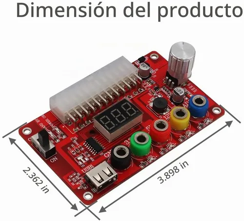 Vista 5 de Nueva versión ATX Fuente de alimentación Breakout Board y kit de estuche acrílico con perilla de voltaje ajustable ADJ, soporta 3.3V, 5V, 12V