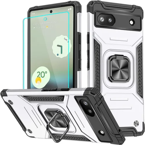 Vista 19 de HNHYGETE Funda para Pixel 6a con protector de pantalla HD, soporte giratorio de grado militar de 360° (resistente) a prueba de golpes para Google