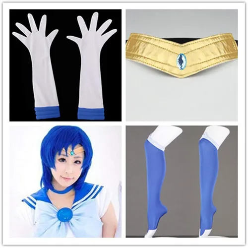 Vista 5 de YOUYI Disfraz de anime Mercury para mujer, talla estadounidense, falda azul