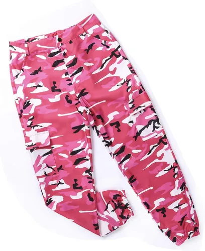 Vista 3 de Nituyy Pantalones cargo de camuflaje para mujer, pantalones de camuflaje de cintura alta ajustados, pantalones casuales con cremallera y bolsillo