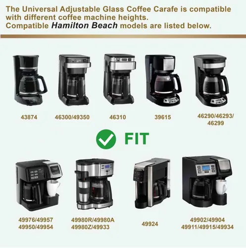 Vista 7 de Repuesto de jarra de café de 12 tazas, compatible con Mr. Coffee compatible con la cafetera Black&Decker con cabezales de tres alturas diferentes