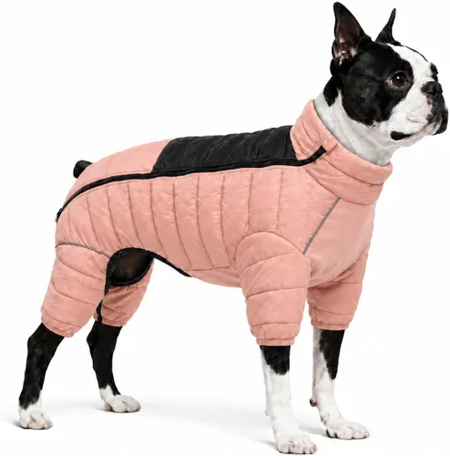 Vista 15 de Suéter para Perro ArmyGreen, Resistente al Viento, Reflectante - Chaqueta de Invierno Dirigible para S, M, L - Cremallera, Tallas Ajustables Verde