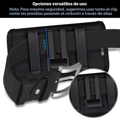 Vista 4 de ykooe Funda de nailon resistente compatible con iPhone 17, 16, 15, 14, 13, 12 y modelos Pro, Galaxy S25, S24, S23, S22, S21, soporte para cinturón