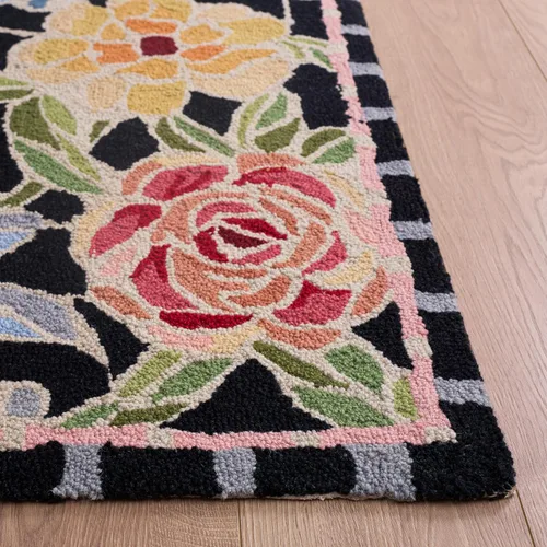 Vista 3 de SAFAVIEH Chelsea Collection - Alfombra decorativa de 1 pies 8 pulgadas x 2 pies 6 pulgadas, color negro, lana de campo francesa enganchada a mano