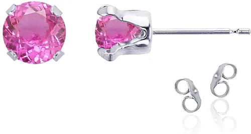 Vista 17 de Aretes de tuerca de plata de ley 925 chapados en oro de 14 quilates macizo, oro amarillo, blanco o rosa de 0.236 in Amatista