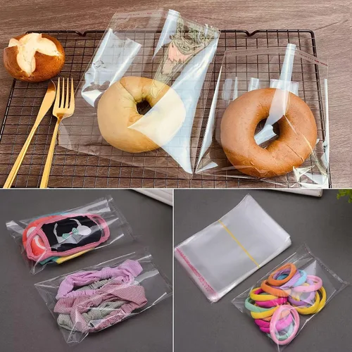 Vista 7 de Bolsas de plástico de celofán transparente, 200 unidades, 4 x 6, resellables, OPP, bolsas de violonchelo para galletas, envoltorios decorativos
