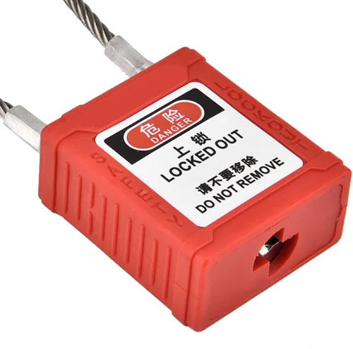 Vista 7 de Candado de seguridad, cerradura de cuerda de acero inoxidable con diseño de línea antideslizante y funda PA de nailon, para etiquetado de bloqueo