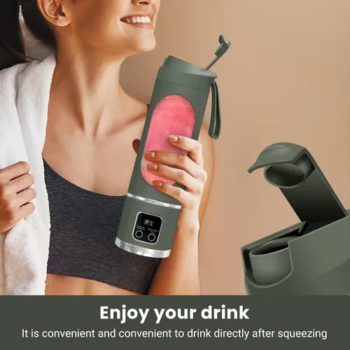Vista 8 de Batidora portátil para batidos, 500ML USB recargable Juicer Cup (verde)