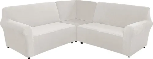 Vista 20 de MIFXIN Fundas para sofá modular de esquina de 5 plazas en forma de L, 3 piezas, terciopelo elástico, suave, lavable, protector de sofá para sofás