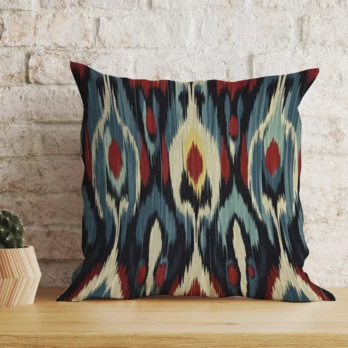 Vista 5 de Fundas de almohada Ikat de estilo bohemio con diseño de Ikat turco, azul, verde, rojo, crema, funda de cojín decorativa para sofá, funda de almohada