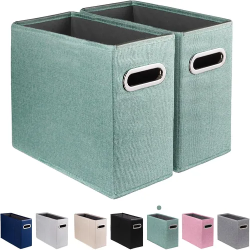 Vista 12 de Paquete de 2 cajas de almacenamiento de archivos tamaño carta plegables, organizador de carpetas colgantes de tela, soporte portátil para documentos