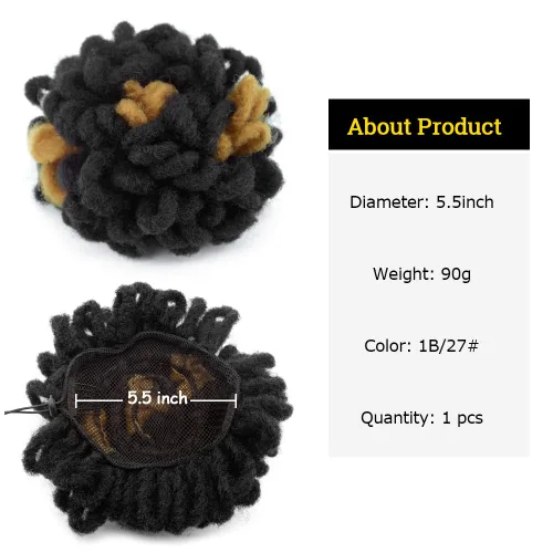 Vista 2 de Moños de Cola de Caballo con Cordón Negro Marrón Loc para Mujeres Negras Moño Rizado de Pétalo Loc Cola de Caballo de Rastas Trenzas Faux Locs Moño