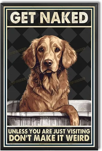 Vista 12 de Impresiones en lienzo de arte abstracto para pared, diseño de oso Get Naked Unless You are Just Visiting Don't Make It Weird Golden Retriever