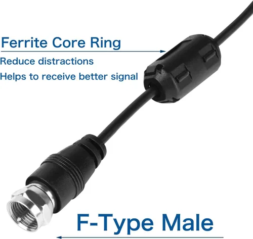 Vista 4 de Universal FM Radio Dipolo Antena Tornillo F Macho Enchufe para el Hogar AV Audio Receptor Estéreo Interior 75 Ohm 16ft