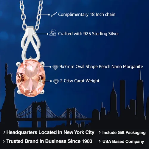 Vista 71 de Gem Stone King Collar de plata de ley 925 con piedra natal ovalada de 0.354 x 0.276 in Collar con colgante solitario para mujer Con cadena