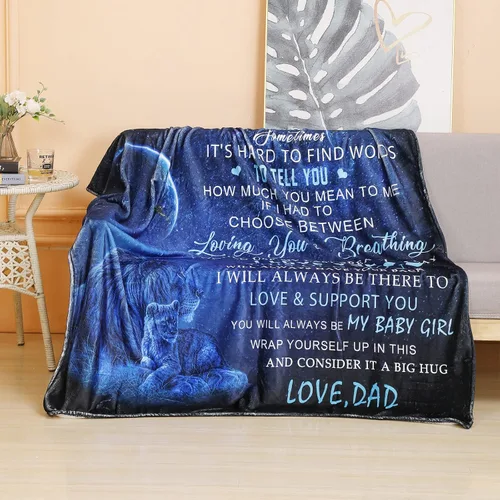 Vista 2 de Manta para mi hija de papá Regalo de león Manta de franela súper suave y acogedora para cama y sofá Regalo de cumpleaños, Navidad y Acción