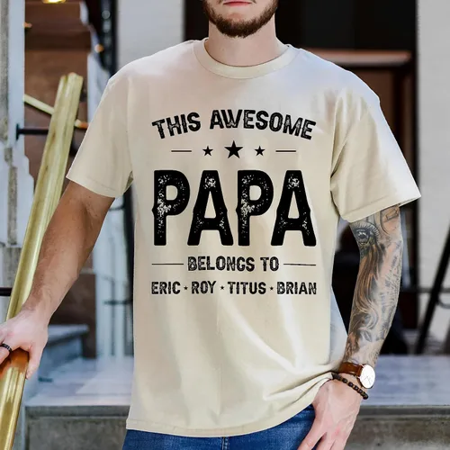 Vista 5 de FLOCHIL Camisa personalizada para papá para hombres, camisa de papá personalizada con nombres de niños, camiseta personalizada para el día