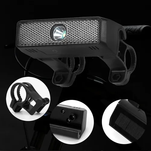 Vista 5 de Faro de bicicleta, luces solares para bicicleta, luz delantera de bicicleta inteligente, LED intermitente para bicicleta, lámpara de advertencia