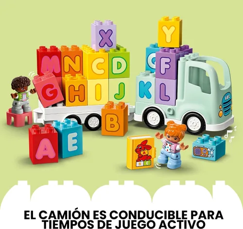 Vista 5 de LEGO DUPLO - Juguete de camión del alfabeto de la ciudad, juguetes educativos y de aprendizaje para niños y niñas en edad preescolar, a partir de 2