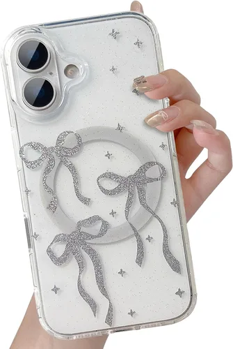 Vista 26 de UEEBAI - Funda magnética para iPhone 11, diseño de lazo, compatible con MagSafe, funda transparente delgada inalámbrica, antiamarilleo, a prueba