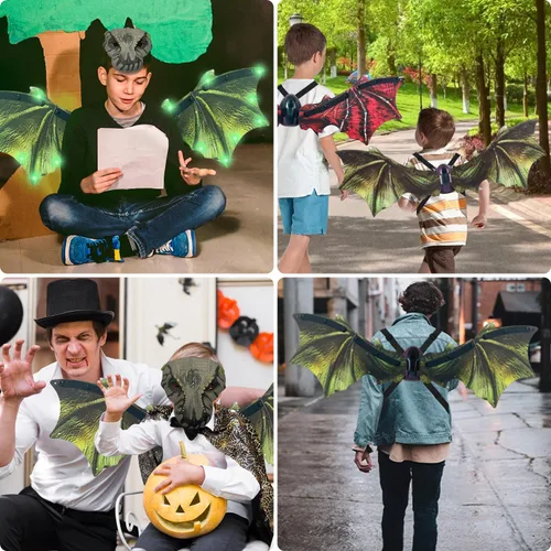 Vista 5 de Maiwaput Elastic Dinosaur Mask Toy Set, Dino Mask Party Halloween Cosplay Costume Dress Up for Kids & Adults