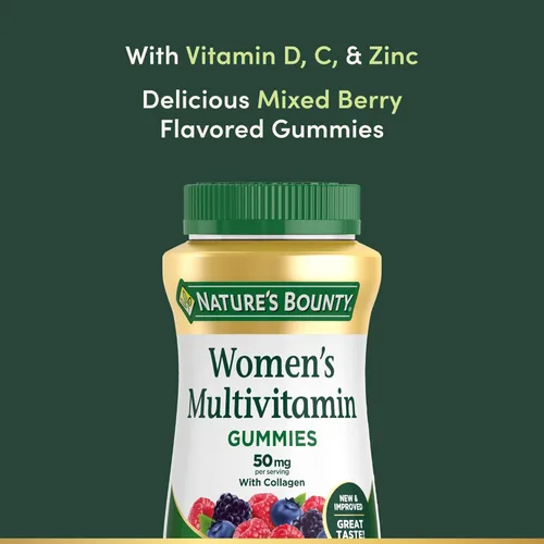 Vista 4 de Nature's Bounty Gomitas multivitamínicas para mujeres, suplementos vitamínicos para adultos, salud general, apoya la salud inmunológica y ósea