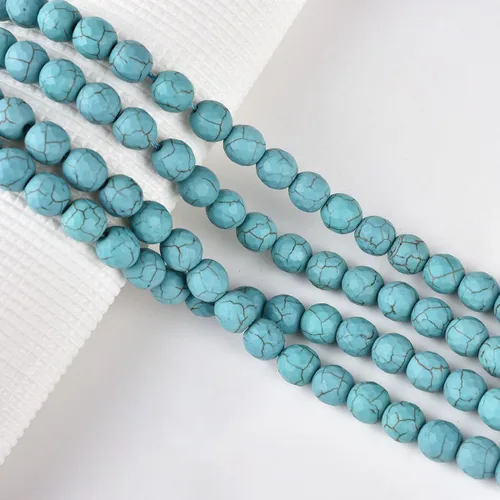 Vista 5 de Cuentas redondas de piedra semipreciosa de color turquesa azul facetado de 0.394 pulgadas (0.394 in) para hacer joyas de 15 pulgadas (38-40 unidades)
