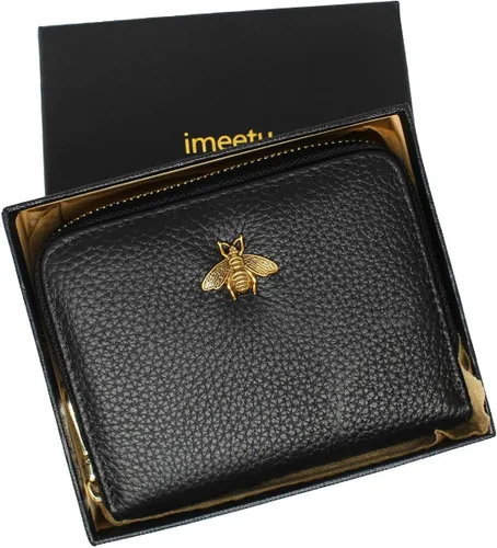 Vista 7 de imeetu Tarjetero RFID de cuero con cremallera, 24 ranuras para tarjetas para mujeres, M