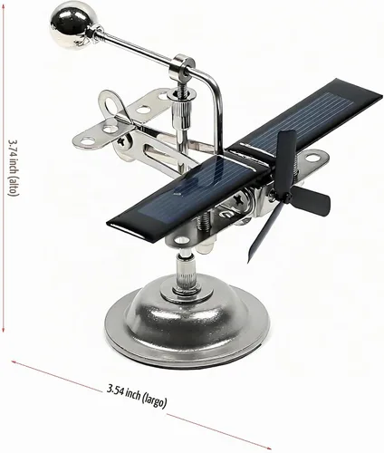 Vista 3 de MagicTech Energía solar Hélice negra creativa giratoria de coche solar ornamentos de avión solar dinámico decoración interior ciencia hogar oficina