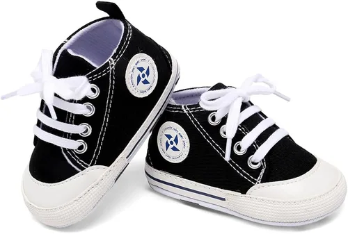 Vista 5 de Zapatos deportivos de lona para bebés y niñas con diseño de estrellas, suela antideslizante suave para recién nacidos, primeros caminantes