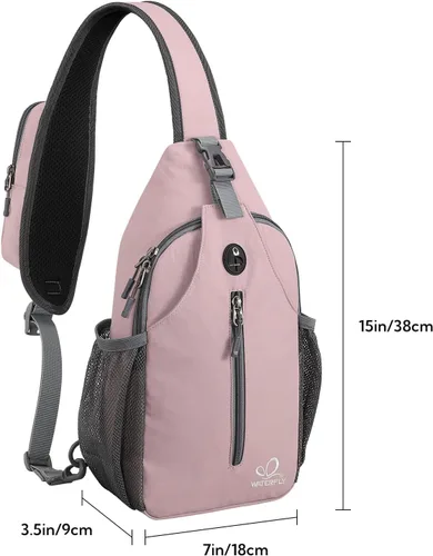 Vista 21 de Waterfly - Mochila cruzada tipo bandolera para viajes y caminatas, bolsa de pecho, Gris, talla única