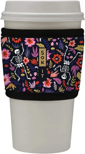 Vista 127 de Sok It HotSok Coffee & Tea - Funda de neopreno con aislamiento reutilizable (floral abstracto)