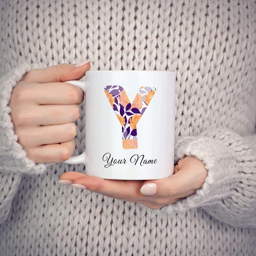 Vista 3 de Livado Taza de café personalizada, regalo para mujeres, con monograma con nombre e inicial, bonita taza de café para ella, mamá, esposa, novia