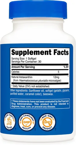 Vista 4 de Nutricost Astaxantina 12 mg, 30 cápsulas blandas, sin OMG y sin gluten